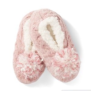 MeMoi pink shimmery plush knit slippers NWT